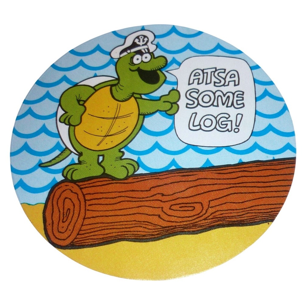 Vintage 1970s‎ Atsa Some Log Turtle Sticker Fasson Crack N Peel Decal 3.5 Inch